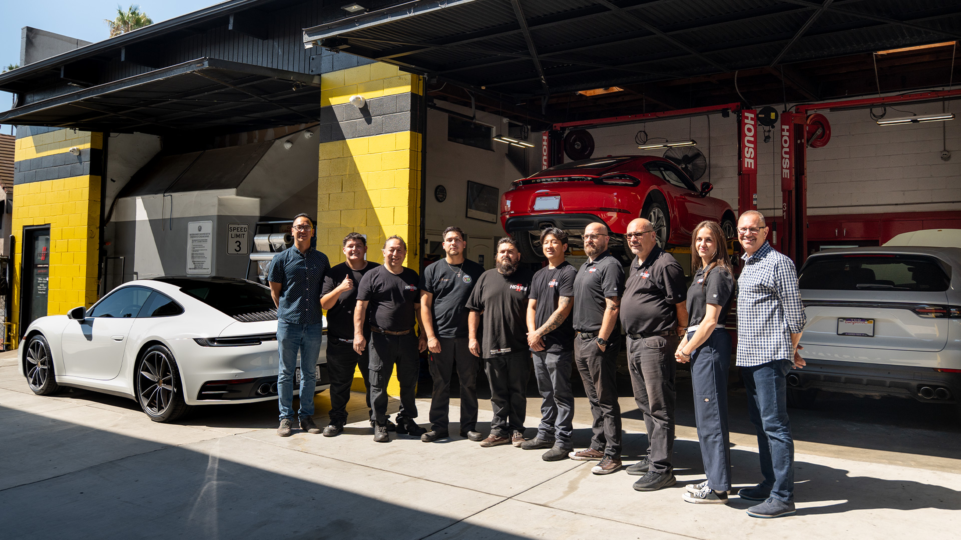 certified porsche technicians team photo pasadena house automotive