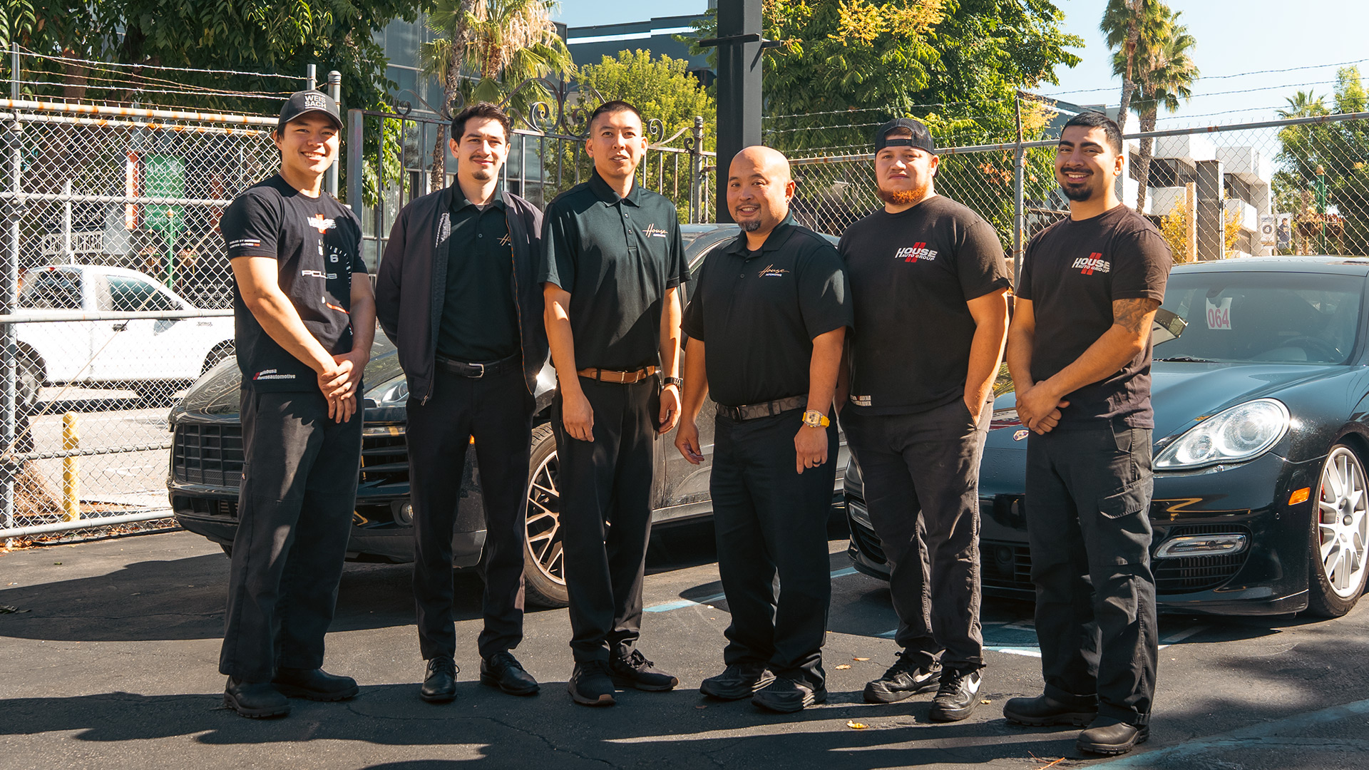 certified porsche technicians team photo encino house automotive