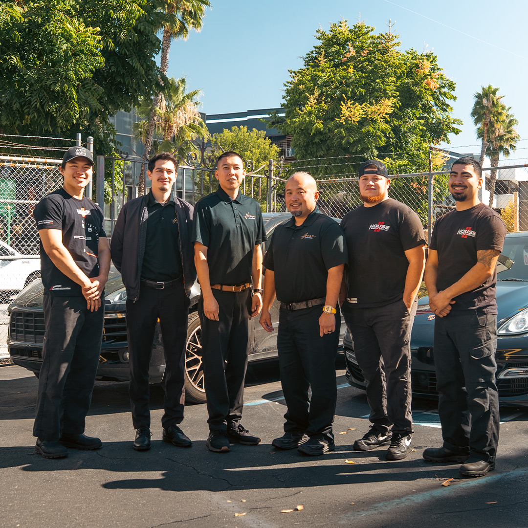 certified porsche technicians team photo encino house automotive