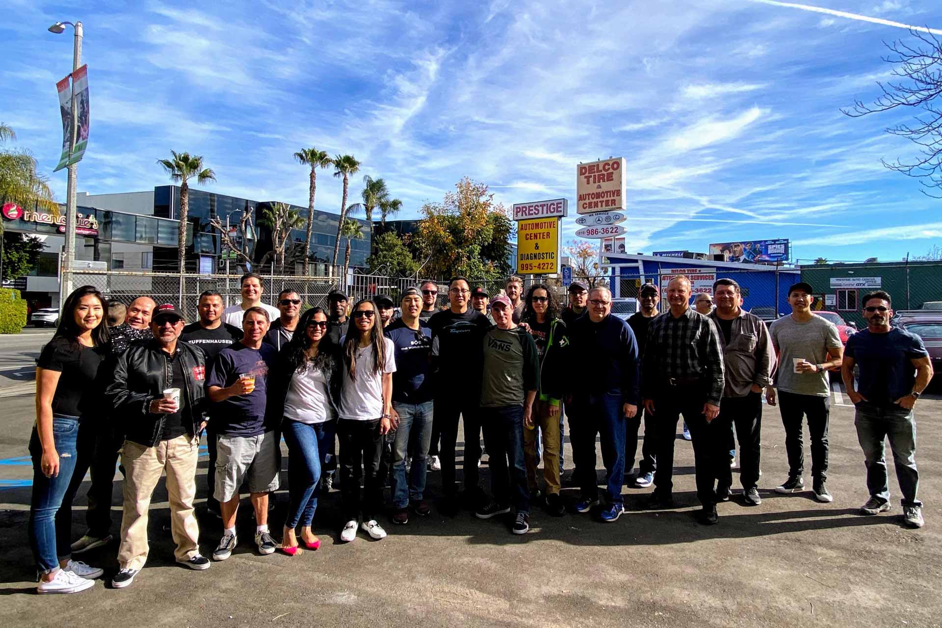 porsche service team at house automotive independent repair shop in encino california