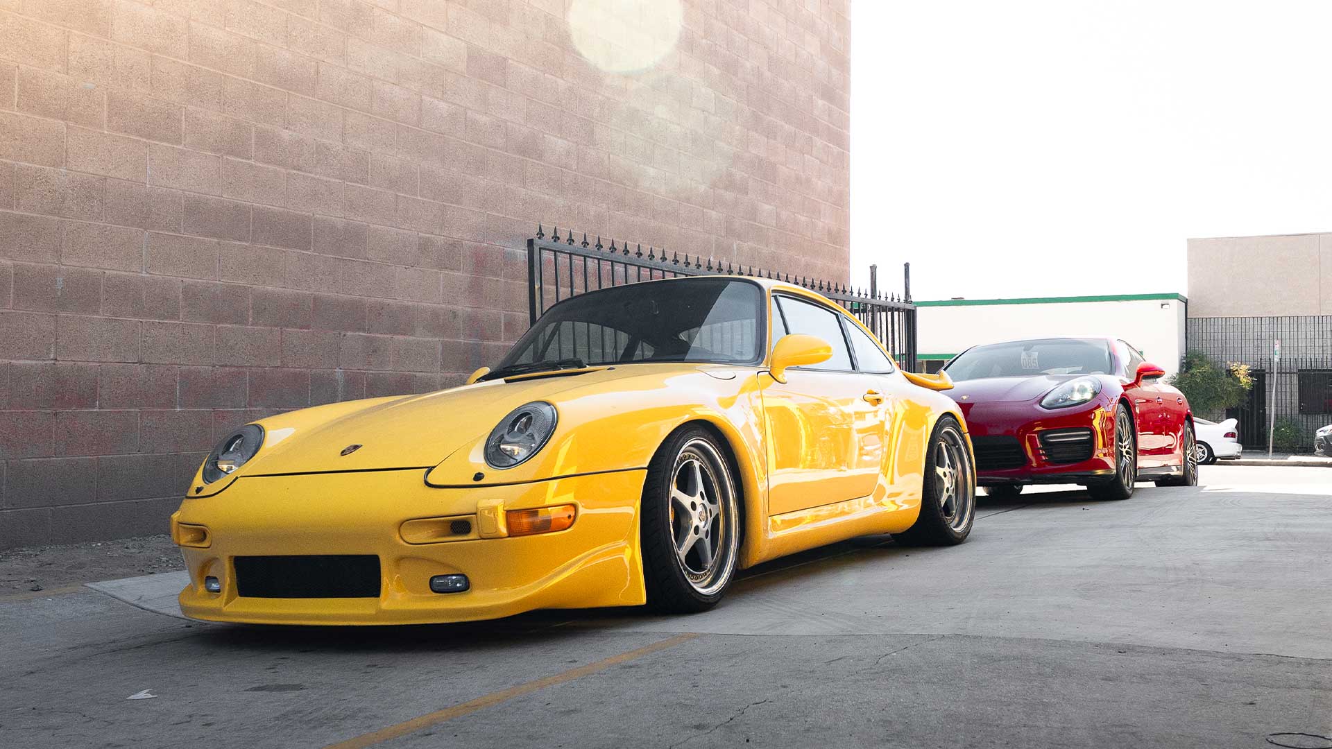 custom yellow porsche 911 993 at house automotive pasadena service center